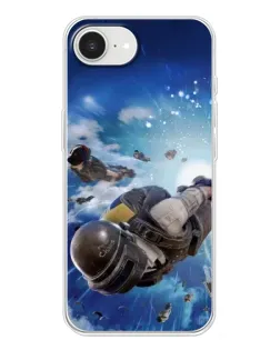 Чехол для iPhone 16e с картинкой «Десант PUBG — прыжок»