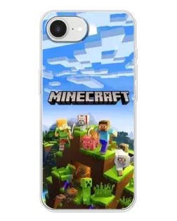 Чехол для iPhone 16e с картинкой «Minecraft классический мир»