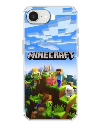 Чехол для iPhone 16e с картинкой «Minecraft классический мир»