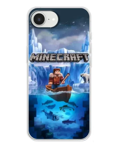 Чехол для iPhone 16e с картинкой «Minecraft ледяной мир»