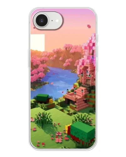 Чехол для iPhone 16e с картинкой «Розовое дерево Minecraft»