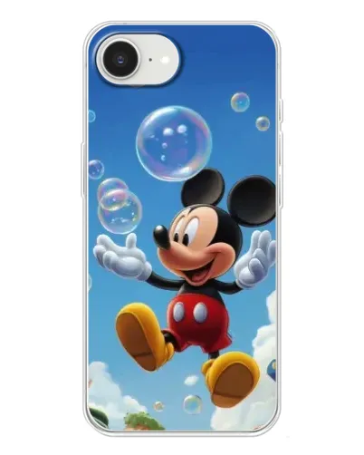 Чехол для iPhone 16e с картинкой «Mickey и мыльные пузыри»