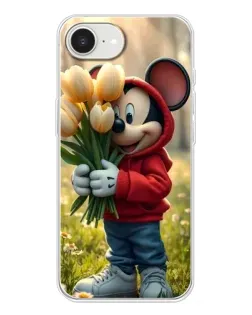 Чехол для iPhone 16e с картинкой «Микки с тюльпанами»