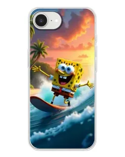 Чехол для iPhone 16e с картинкой «Губка Боб серфингист»
