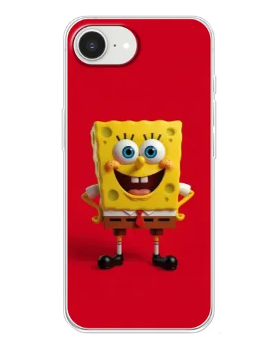 Чехол для iPhone 16e с картинкой «Спанч Боб на красном»