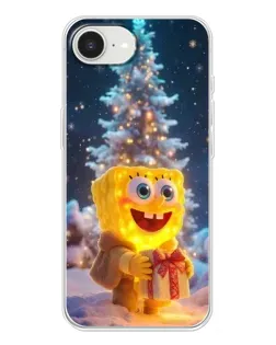 Чехол для iPhone 16e с картинкой «Рождественский Спанч Боб»