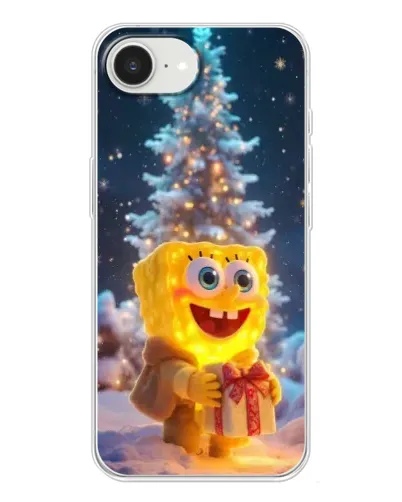 Чехол для iPhone 16e с картинкой «Рождественский Спанч Боб»