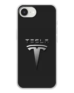 Чехол для iPhone 16e с картинкой «Стальной логотип Tesla»