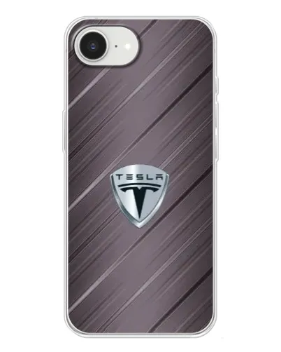Чехол для iPhone 16e с картинкой «Металлическая текстура Tesla»