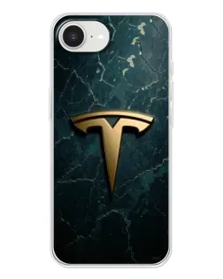 Чехол для iPhone 16e с картинкой «Мраморная Tesla Gold»