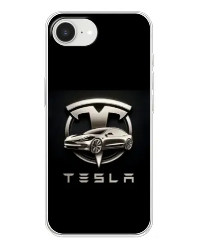 Чехол для iPhone 16e с картинкой «Tesla — серебристое авто»