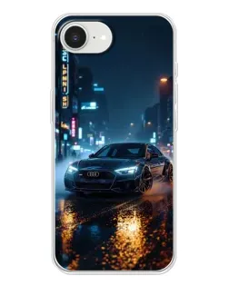Чехол для iPhone 16e с картинкой «Ночной город и Audi»