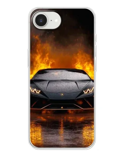 Чехол для iPhone 16e с картинкой «Lamborghini в огне»