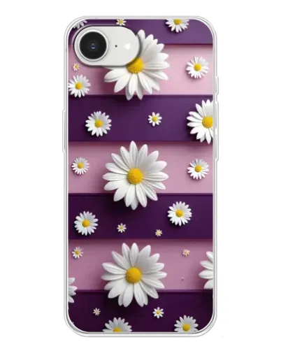 Чехол для iPhone 16e с картинкой «Ромашки на фиолетовом»