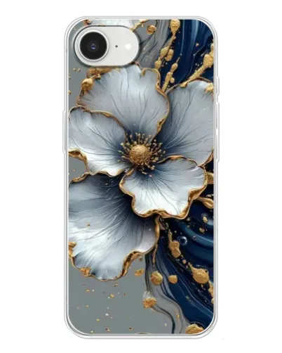 Чехол для iPhone 16e с картинкой «Белый цветок и золотой флюид» Чехол для iPhone 16e с картинкой «Белый цветок и золотой флюид»