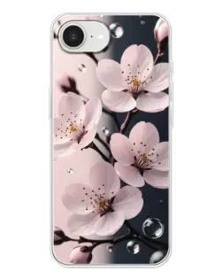 Чехол для iPhone 16e с картинкой «Нежная сакура и капли»