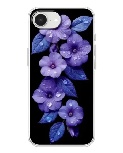 Чехол для iPhone 16e с картинкой «Фиолетовые цветы с росою»