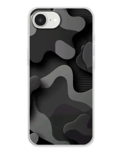 Чехол для iPhone 16e с картинкой «Темный абстрактный камуфляж»