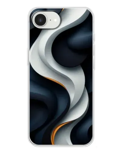 Чехол для iPhone 16e с картинкой «Объемные черно-белые ленты»