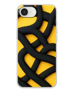 Чехол для iPhone 16e с картинкой «Черное желтое переплетение»