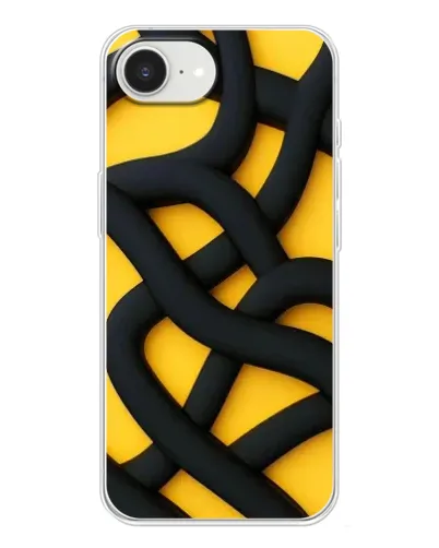 Чехол для iPhone 16e с картинкой «Черное желтое переплетение»