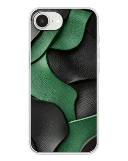 Чехол для iPhone 16e с картинкой «Зеленые кожаные волны»