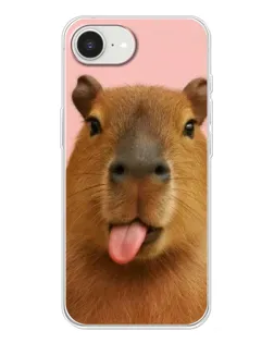 Чехол для iPhone 16e с картинкой «Капибара с языком»