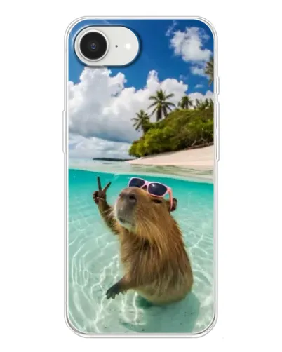 Чехол для iPhone 16e с картинкой «Капибара на море» Чехол для iPhone 16e с картинкой «Капибара на море»