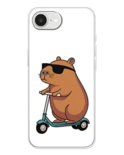 Чехол для iPhone 16e с картинкой «Капибара на самокате»