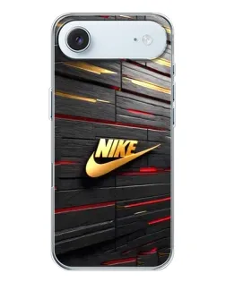 Чехол для iPhone 17 Air с картинкой «Золотой Nike на металле»