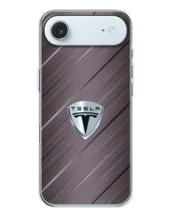 Чехол для iPhone 17 Air с картинкой «Металлическая текстура Tesla»