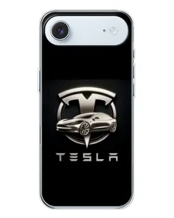 Чехол для iPhone 17 Air с картинкой «Tesla — серебристое авто»