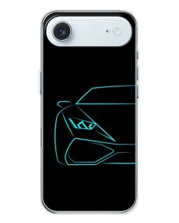 Чехол для iPhone 17 Air с картинкой «Голубой силуэт Lamborghini»