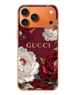 Чохол для iPhone 17 Pro Max з картинкою «Gucci — бордові троянди»