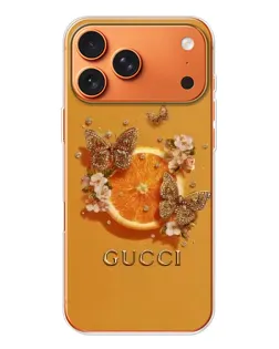 Чохол для iPhone 17 Pro Max з картинкою «Gucci — золоті метелики»