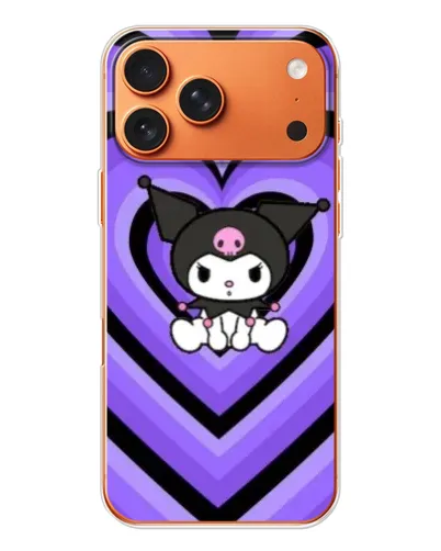 Чехол для iPhone 17 Pro Max с картинкой «Kuromi и фиолетовые сердца»