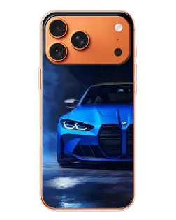 Чехол для iPhone 17 Pro Max с картинкой «Голубая BMW M4»