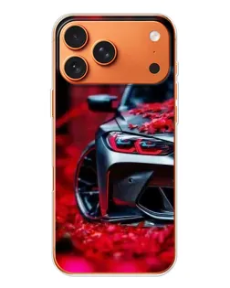 Чехол для iPhone 17 Pro Max с картинкой «Спортивная BMW и цветы»