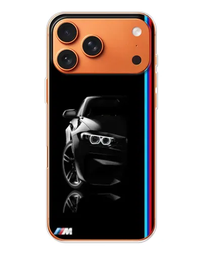 Чехол для iPhone 17 Pro Max с картинкой «Силуэт BMW в темноте»