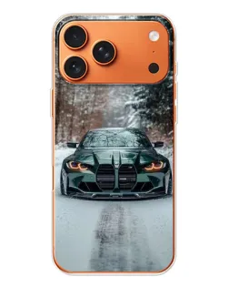 Чехол для iPhone 17 Pro Max с картинкой «BMW в зимнем лесу»