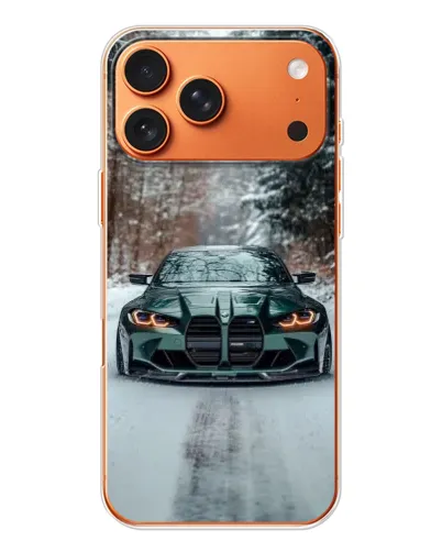 Чехол для iPhone 17 Pro Max с картинкой «BMW в зимнем лесу»