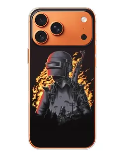 Чехол для iPhone 17 Pro Max с картинкой «PUBG — огненный силуэт»