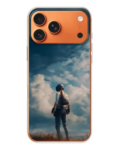 Чехол для iPhone 17 Pro Max с картинкой «Герой PUBG на скале»