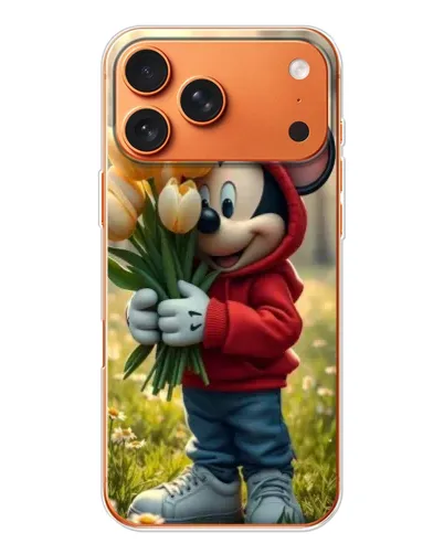 Чехол для iPhone 17 Pro Max с картинкой «Микки с тюльпанами» Чехол для iPhone 17 Pro Max с картинкой «Микки с тюльпанами»