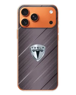 Чехол для iPhone 17 Pro Max с картинкой «Металлическая текстура Tesla»