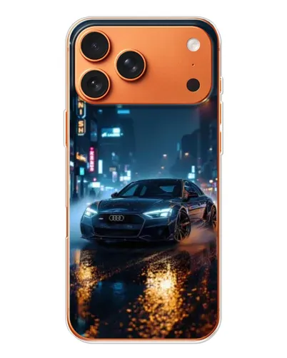 Чехол для iPhone 17 Pro Max с картинкой «Ночной город и Audi»