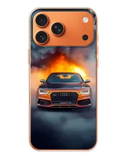 Чехол для iPhone 17 Pro Max с картинкой «Audi в огненном дыму»