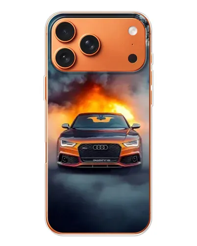Чехол для iPhone 17 Pro Max с картинкой «Audi в огненном дыму»