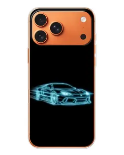 Чехол для iPhone 17 Pro Max с картинкой «Неоновый контур Lamborghini»