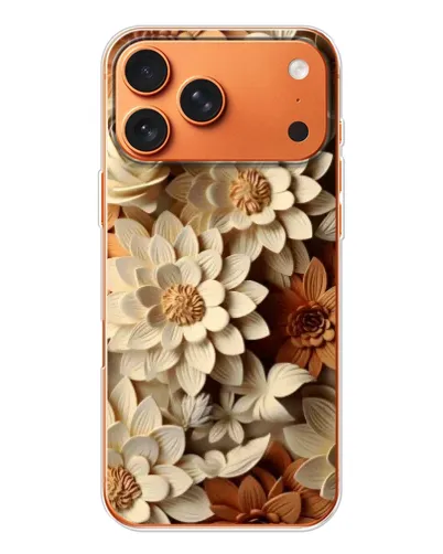Чехол для iPhone 17 Pro Max с картинкой «Бежевый флористический декор»
